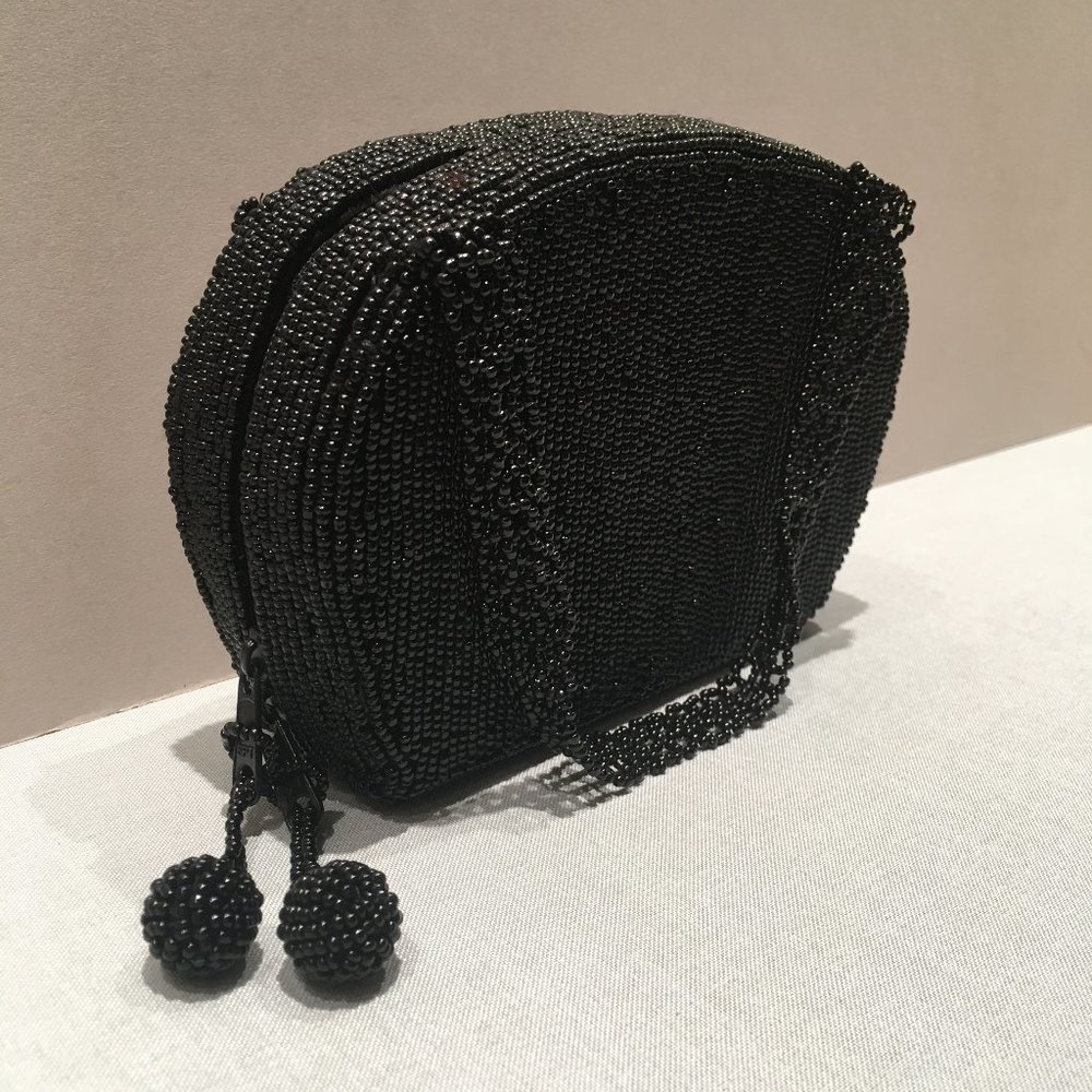 VINTAGE BLACK BEADED EVENING BAG by La Regale